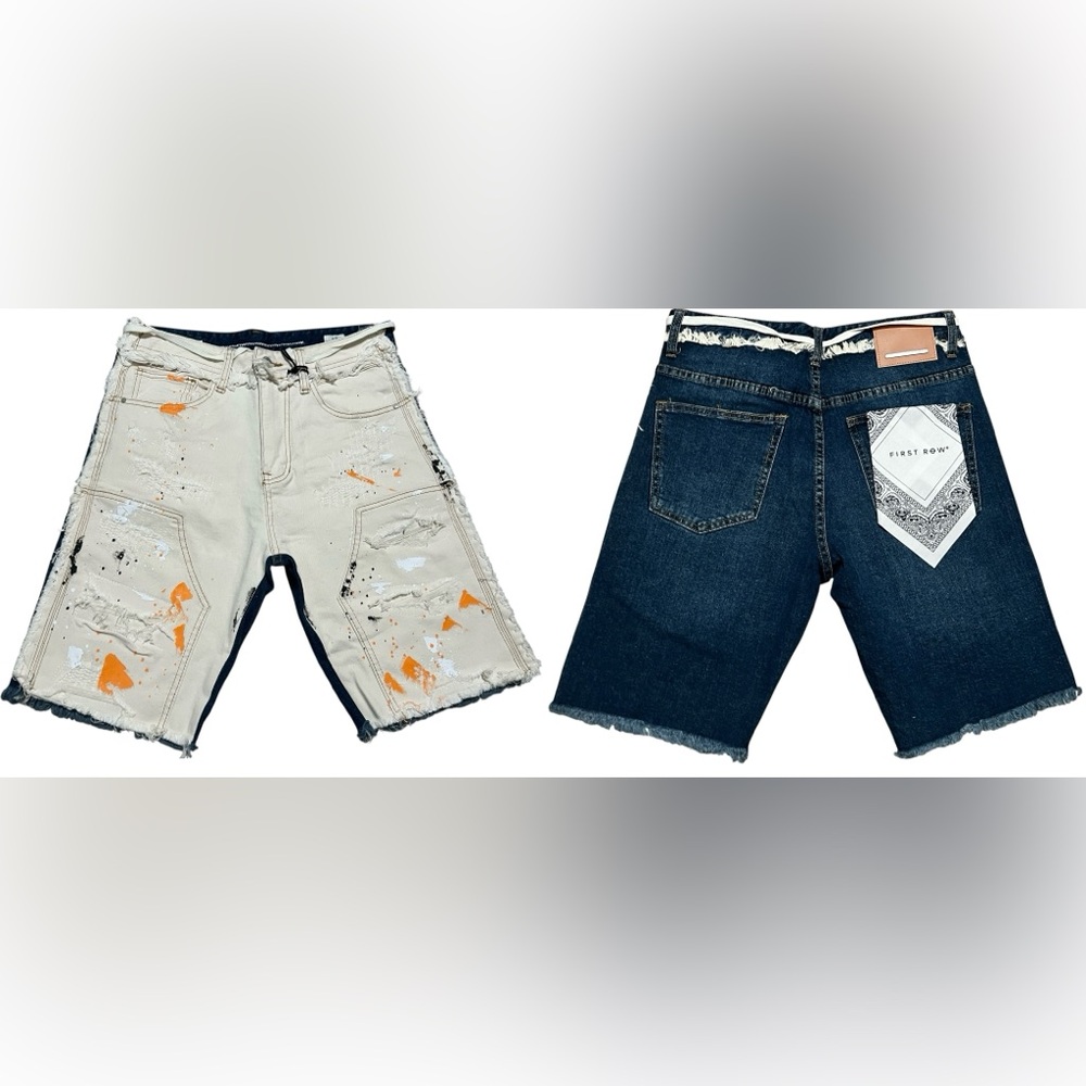 First Row surfers‎ mens Jean shorts jorts double sided distress Painted size 30